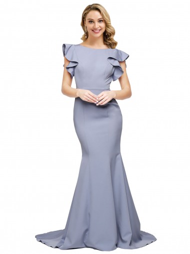 Purchase Sweep Train Sleeveless Round Neck Mermaid Stretch Crepe Evening Dress Canada