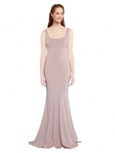 Purchase Long Cap Sleeves Scoop Neck Mermaid Stretch Crepe Evening Dress Canada