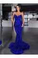 Purchase Sweep Train Sleeveless Spaghetti Straps Mermaid Velvet Sequin Evening Dresses Canada
