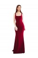 Purchase Long Sleeveless Square Neck Mermaid Burgundy Stretch Crepe Evening Dress Canada