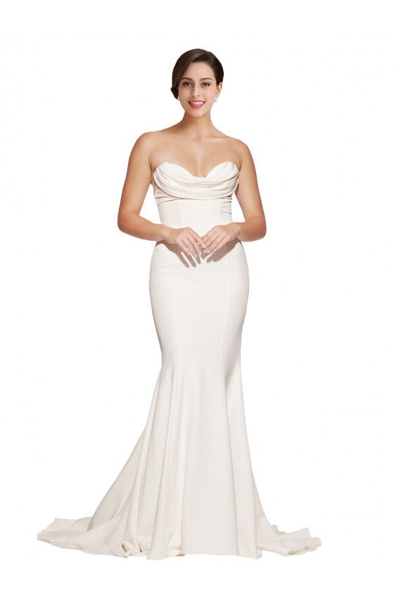 Purchase Sweep Train Sleeveless Cowl Neck Mermaid Stretch Satin Evening Dress Canada