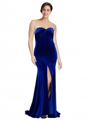 Purchase Sweep Train Sleeveless Sweetheart Mermaid Stretch Velvet Evening Dress Canada