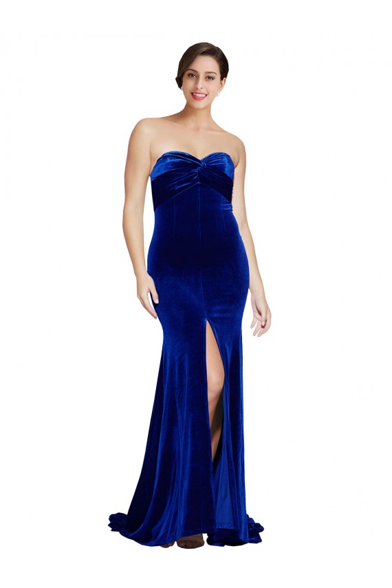Purchase Sweep Train Sleeveless Sweetheart Mermaid Stretch Velvet Evening Dress Canada