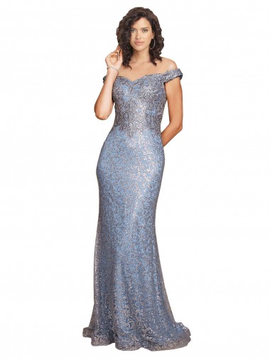 Purchase Long Sleeveless Off the Shoulder Mermaid Sequin Evening Dress Canada