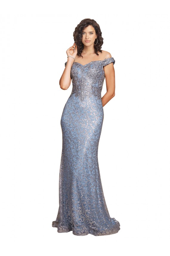 Purchase Long Sleeveless Off the Shoulder Mermaid Sequin Evening Dress Canada