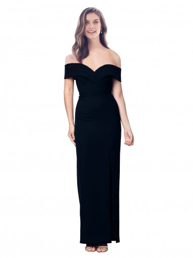 Purchase Long Sleeveless Off the Shoulder Mermaid Stretch Crepe Black Evening Dress Canada