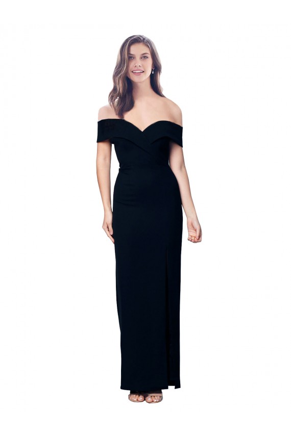 Purchase Long Sleeveless Off the Shoulder Mermaid Stretch Crepe Black Evening Dress Canada