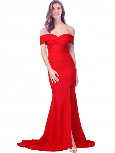 Purchase Long Sleeveless Sweetheart Mermaid Red Stretch Crepe Evening Dresses Canada