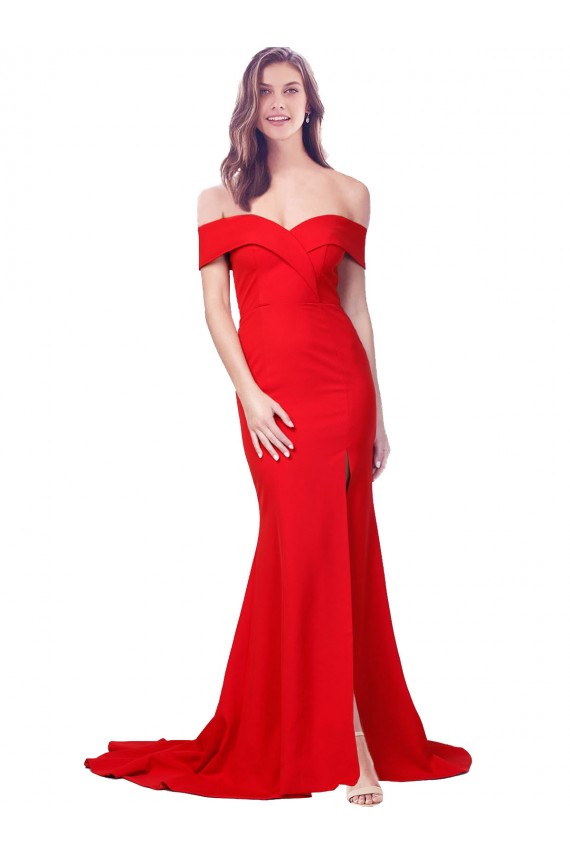 Purchase Long Sleeveless Sweetheart Mermaid Red Stretch Crepe Evening Dresses Canada