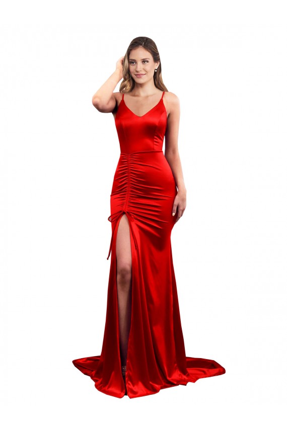 Purchase Long Sleeveless Sweetheart Mermaid Stretch Satin Sexy Evening Dress Canada