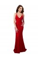 Purchase Long Sleeveless V-Neck Mermaid Lace Red Evening Dress Canada