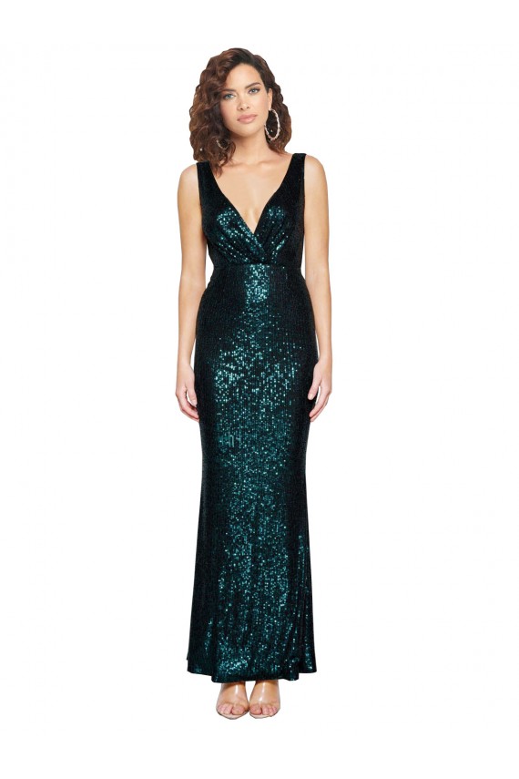 Purchase Long Sleeveless V-Neck Mermaid Sequin Evening Gown Canada
