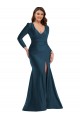 Purchase Long Long Sleeves V-Neck Mermaid Silky Satin Plus Size Evening Dress Canada