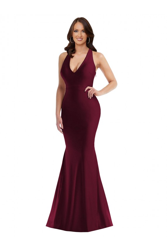 Purchase Long Sleeveless V-Neck Mermaid Silky Satin Sexy Plus Size Evening Dress Canada