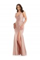 Purchase Long Sleeveless V-Neck Mermaid Dusty Pink Silky Satin Plus Size Evening Dress Canada