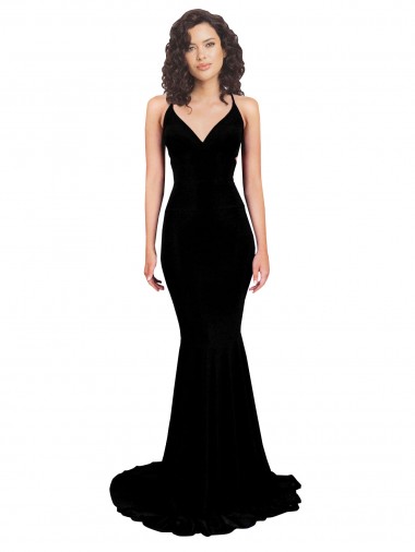 Purchase Long Sleeveless V-Neck Mermaid Spandex Sexy Evening Dress Canada