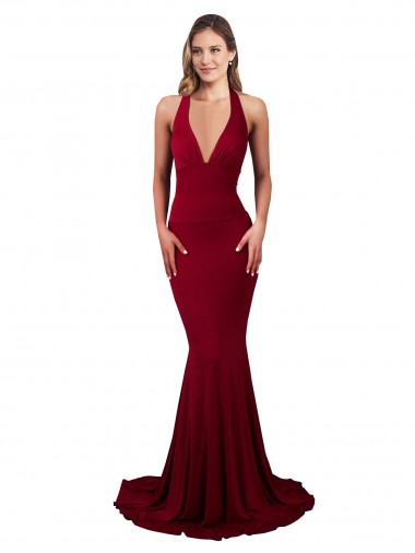 Purchase Long Sleeveless Halter Neck Mermaid Spandex Sexy Evening Dress Canada