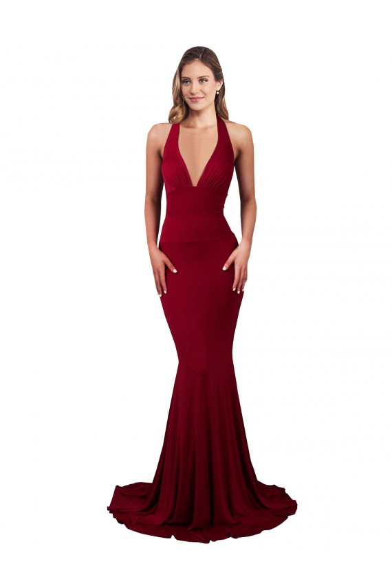 Purchase Long Sleeveless Halter Neck Mermaid Spandex Sexy Evening Dress Canada