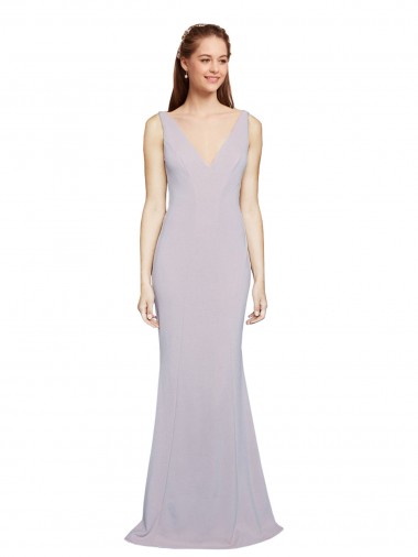 Purchase Long Sleeveless V-Neck Mermaid Stretch Crepe Evening Dress Canada