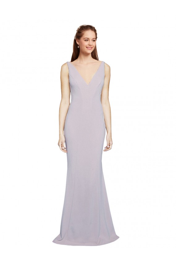 Purchase Long Sleeveless V-Neck Mermaid Stretch Crepe Evening Dress Canada