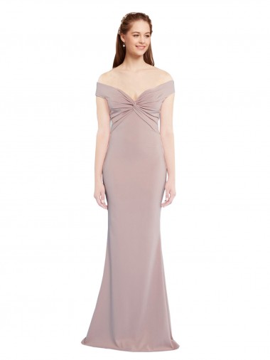 Purchase Long Sleeveless Off the Shoulder Mermaid Stretch Crepe Dusty Pink Evening Dress Canada