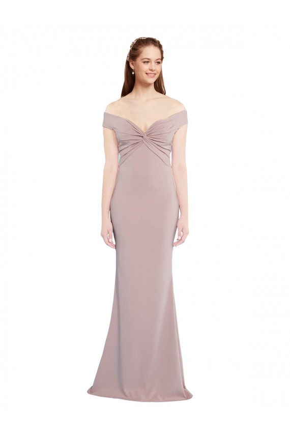 Purchase Long Sleeveless Off the Shoulder Mermaid Stretch Crepe Dusty Pink Evening Dress Canada