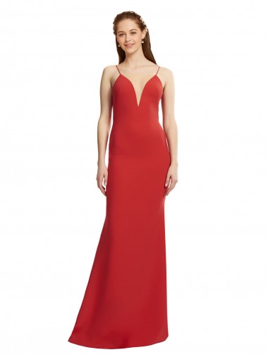Purchase Long Sleeveless Spaghetti Straps Mermaid Stretch Crepe Evening Dress Canada