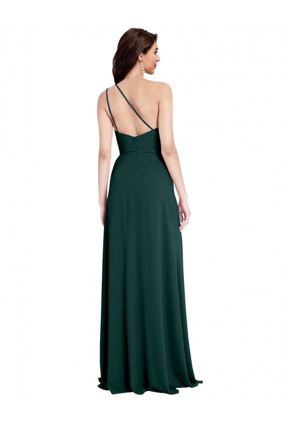 Purchase Long Sleeveless One Shoulder A-Line Stretch Crepe Evening Gown Canada