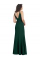 Purchase Long Sleeveless V-Neck A-Line Stretch Crepe Midnight Green Evening Gown Canada