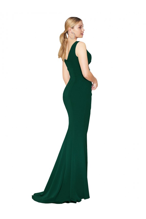 Purchase Long Sleeveless V-Neck Mermaid Crepe Evening Dress Canada