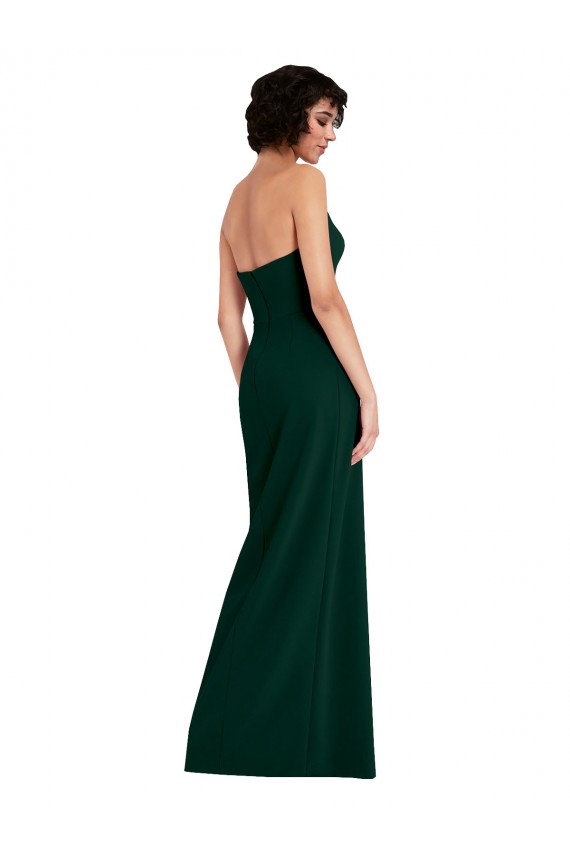 Purchase Long Sleeveless Scoop Neck Sheath Stretch Crepe Midnight Green Evening Dress Canada
