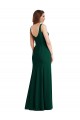 Purchase Long Sleeveless Square Neck Trumpet Midnight Green Stretch Crepe Maxi Evening Dress Canada