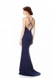 Purchase Long Sleeveless Halter Neck Mermaid Stretch Crepe Navy Blue Evening Dress Canada