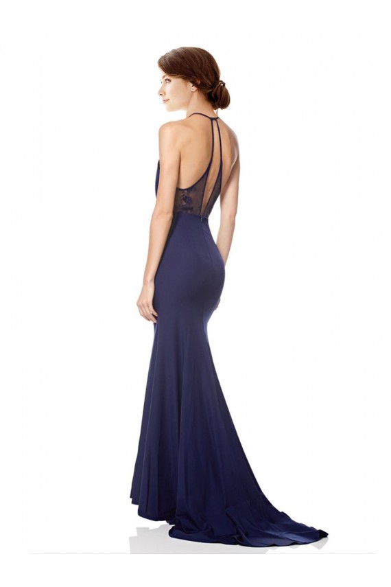 Purchase Long Sleeveless Halter Neck Mermaid Crepe Evening Dress Canada