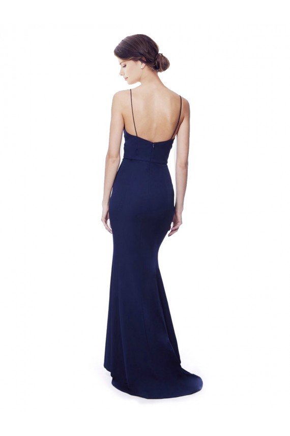 Purchase Long Sleeveless Spaghetti Straps Mermaid Stretch Crepe Maxi Evening Dress Canada