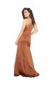 Purchase Long Sleeveless One Shoulder A-Line Silky Satin Orange Evening Dress Canada