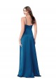 Purchase Long Sleeveless Spaghetti Straps A-Line Silky Satin Peacock Blue Evening Dress Canada