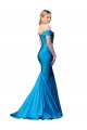 Purchase Long Sleeveless Off the Shoulder Mermaid Peacock Blue Satin Evening Dress Canada