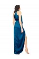 Purchase Long Sleeveless Halter Neck Sheath Silky Satin Evening Dress Canada