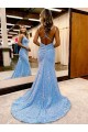 Purchase Sweep Train Sleeveless V-Neck Sheath Velvet Sequin Semi Formal Evening Dress Canada