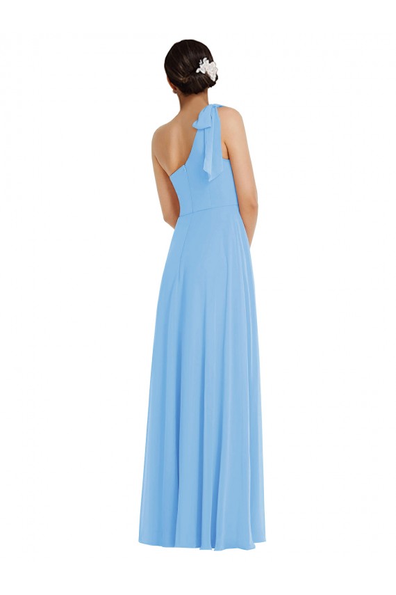 Purchase Long Sleeveless One Shoulder Trumpet Soft Chiffon Periwinkle Maxi Evening Dress Canada