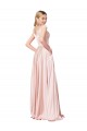 Purchase Long Sleeveless Off the Shoulder A-Line Pink Satin Evening Dresses Canada