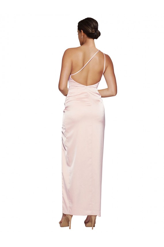 Purchase Long Sleeveless One Shoulder A-Line Silky Satin Semi Formal Evening Dress Canada