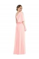 Purchase Long Bell Sleeves One Shoulder A-Line Soft Chiffon Maxi Evening Dress Canada