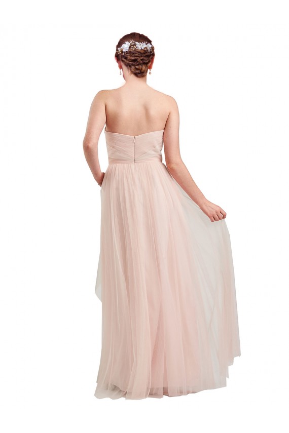 Purchase Long Sleeveless Sweetheart A-Line Tulle Semi Formal Evening Dress Canada