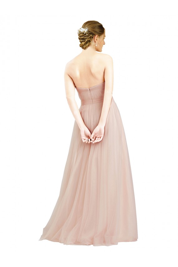 Purchase Long Sleeveless Sweetheart A-Line Tulle Semi Formal Evening Gown Canada