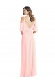 Purchase Long Cold Shoulder V-Neck A-Line Soft Chiffon Maxi Evening Dress Canada