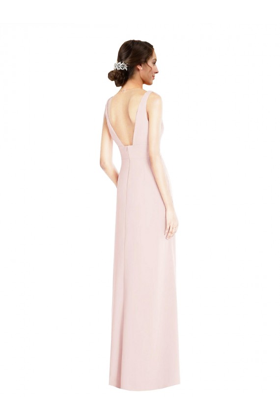 Purchase Long Sleeveless V-Neck A-Line Stretch Crepe Semi Formal Evening Dress Canada
