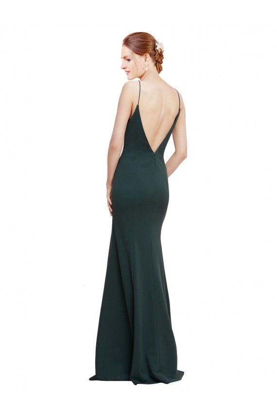 Purchase Long Sleeveless V-Neck A-Line Stretch Crepe Pink Evening Gown Canada