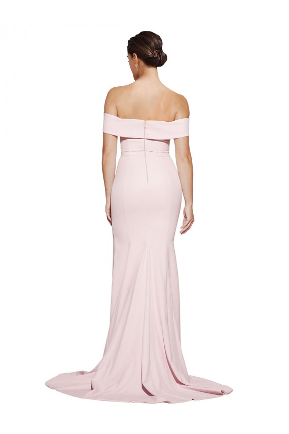 Purchase Sweep Train Sleeveless Square Neck Sheath Stretch Crepe Bridal Party Dress Canada